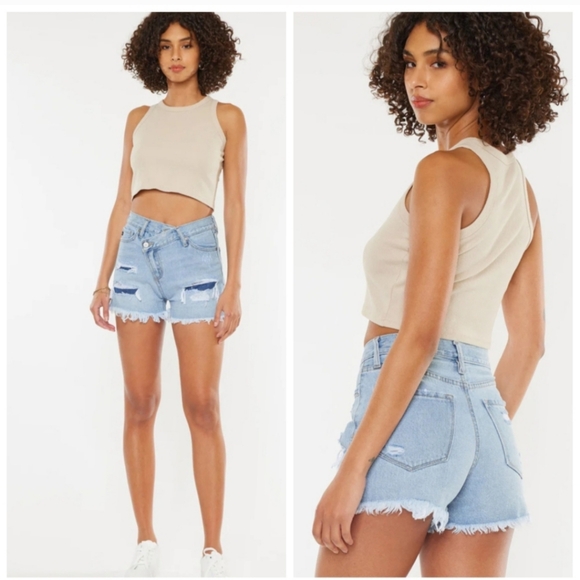 KanCan Pants - NWT KanCan Leandra High Rise Distressed Denim Shorts Women's Medium NEW! Boho